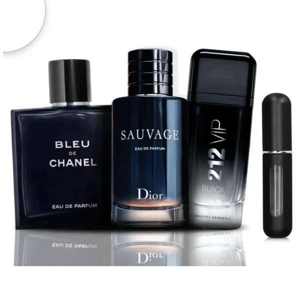 KIT (Bleu Chanel + sauvage+ 212vip black+perfumero)